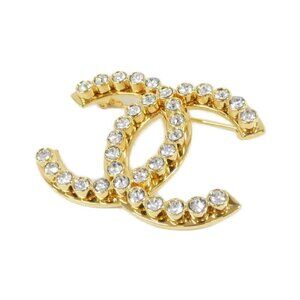 Chanel Brooch Gold Crystal
